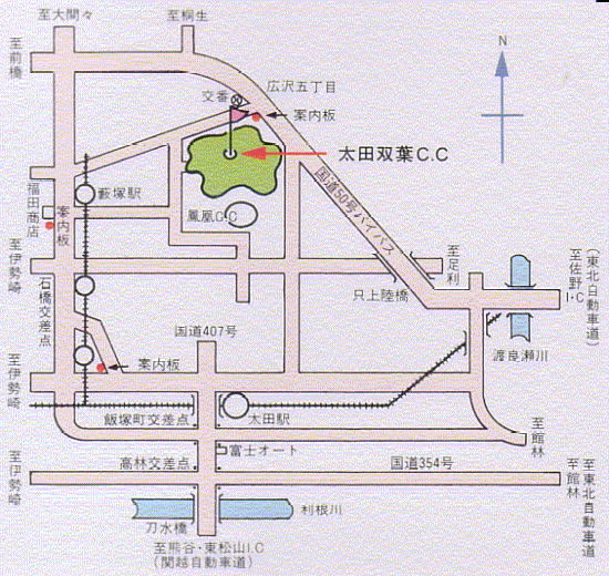 太田双葉カントリークラブのアクセス地図