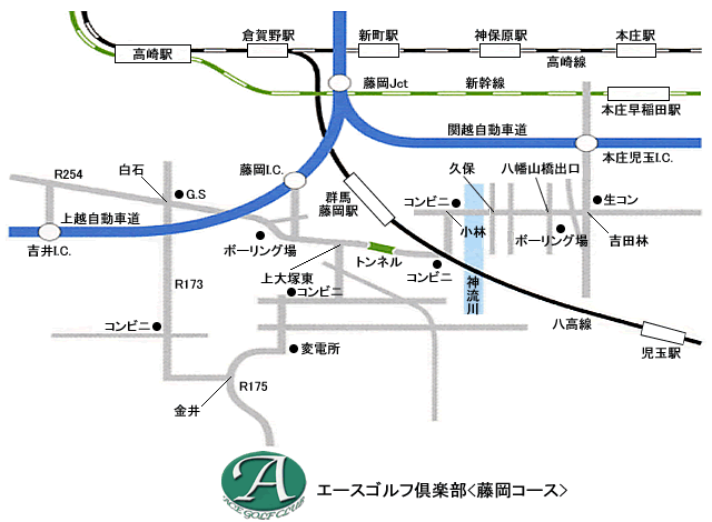 エースゴルフ倶楽部　藤岡コース（旧サンフィールドゴルフクラブ）のアクセス地図