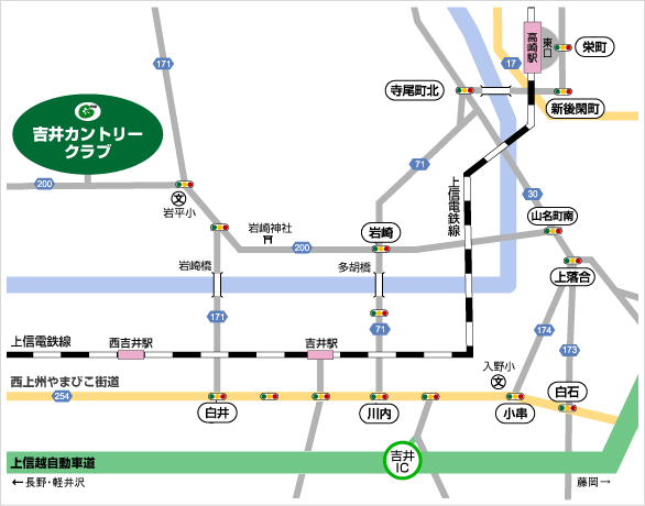 吉井カントリークラブのアクセス地図