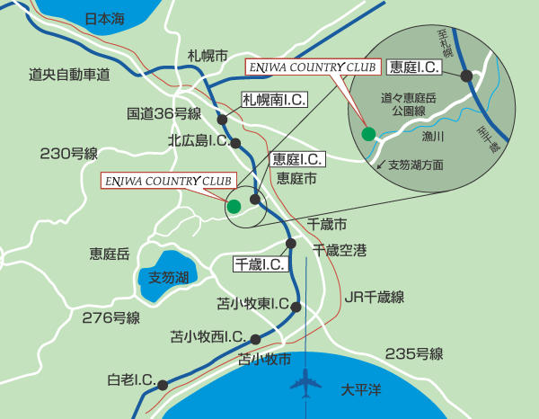 恵庭カントリー倶楽部のアクセス地図