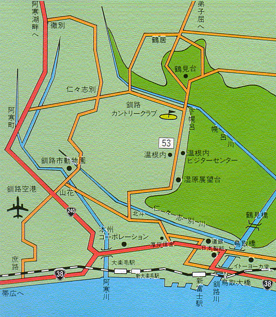 釧路カントリークラブのアクセス地図