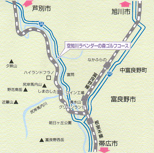 空知川ラベンダーの森ゴルフコースのアクセス地図
