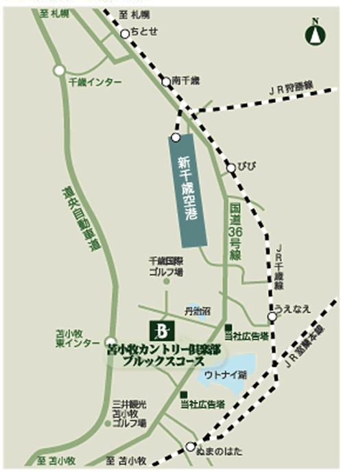 北海道ブルックスカントリークラブのアクセス地図