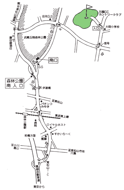 川越カントリークラブのアクセス地図