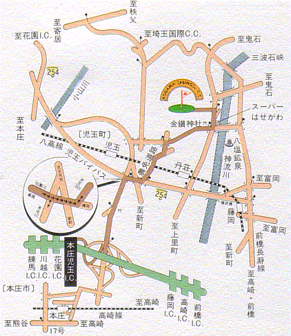 こだま神川カントリークラブのアクセス地図