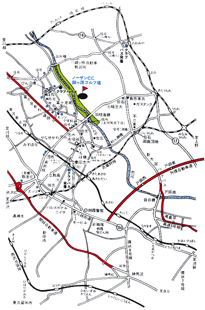 ノーザンカントリークラブ　錦ヶ原ゴルフ場のアクセス地図