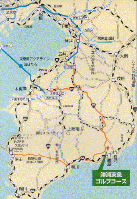 勝浦東急ゴルフコースのアクセス地図