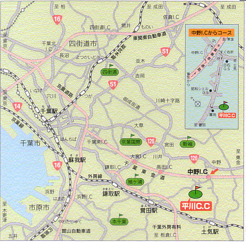 平川カントリークラブのアクセス地図