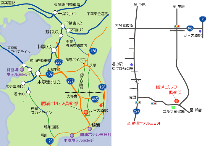 勝浦ゴルフ倶楽部のアクセス地図