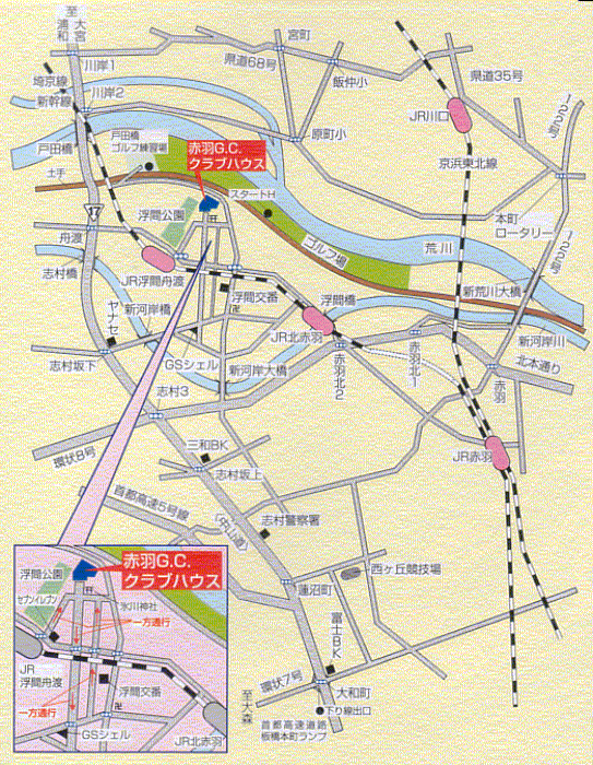 赤羽ゴルフ倶楽部のアクセス地図