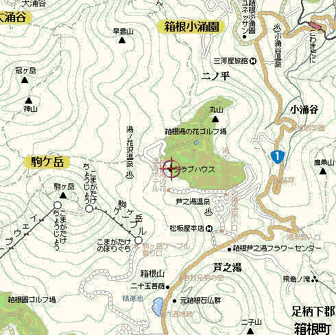 箱根湯の花ゴルフ場のアクセス地図