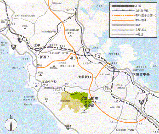 葉山国際カンツリー倶楽部のアクセス地図