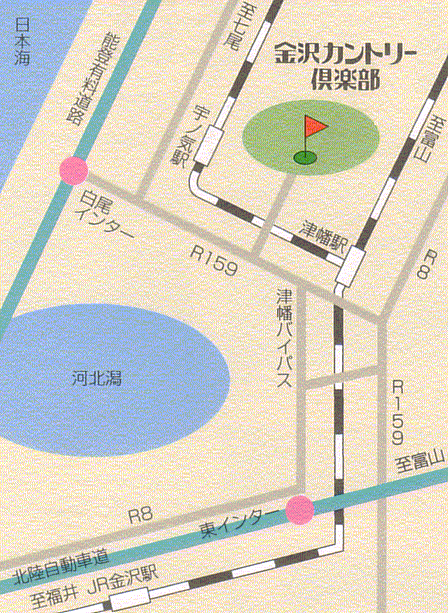 金沢カントリー倶楽部のアクセス地図