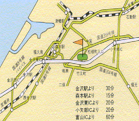 金沢東ゴルフクラブ（旧:チェリーゴルフクラブ金沢東コース）のアクセス地図