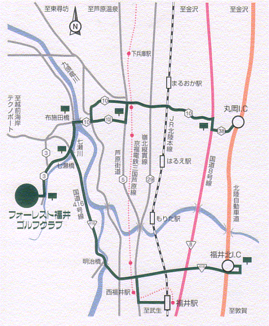 フォーレスト福井ゴルフクラブのアクセス地図
