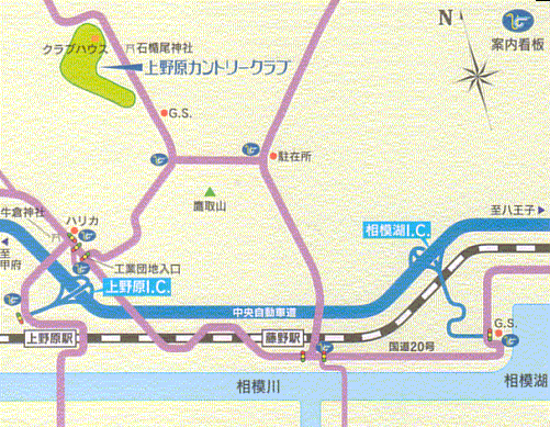 上野原カントリークラブのアクセス地図