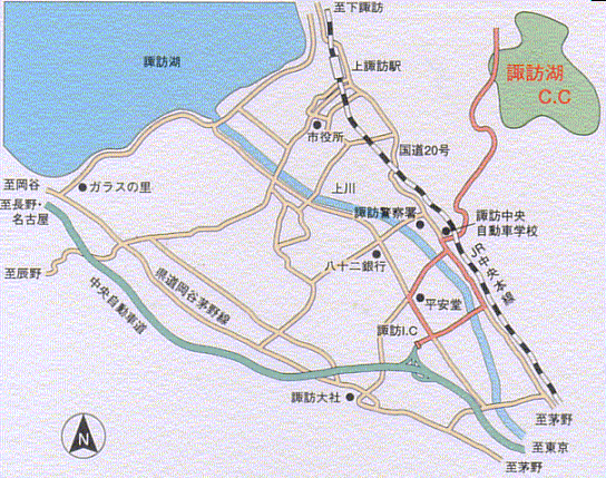 諏訪湖カントリークラブのアクセス地図