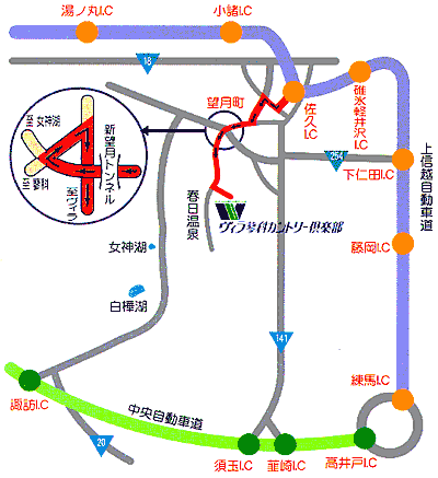 センレンゴルフリゾート 長野コース(旧:佐久春日野カントリー倶楽部)のアクセス地図