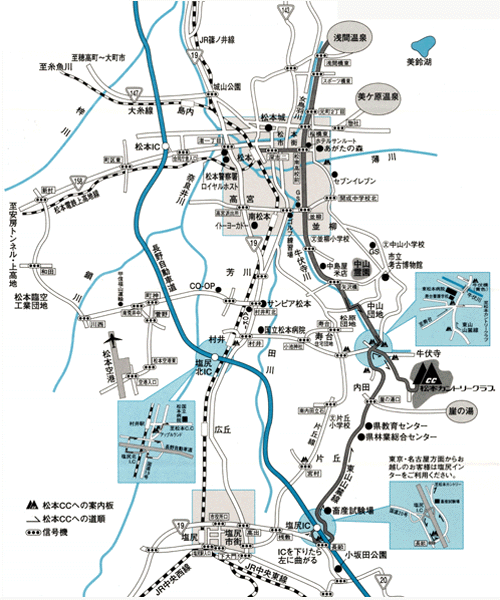 松本カントリークラブのアクセス地図