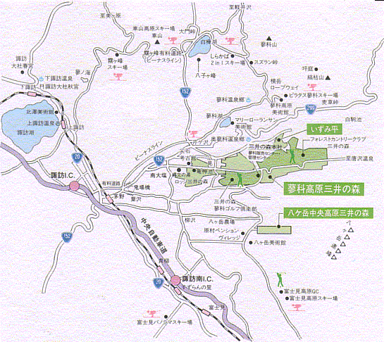 三井の森蓼科ゴルフ倶楽部のアクセス地図