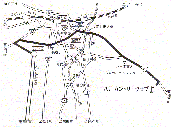 八戸カントリークラブのアクセス地図