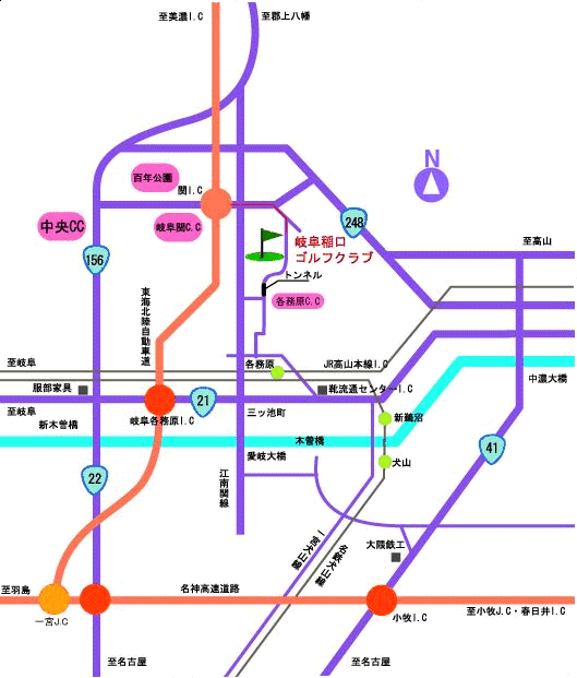岐阜稲口ゴルフ倶楽部のアクセス地図