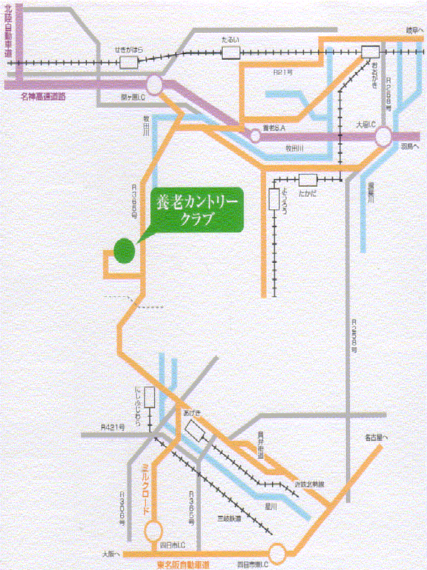 養老カントリークラブのアクセス地図