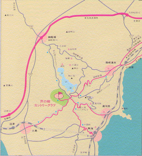 芦の湖カントリークラブのアクセス地図