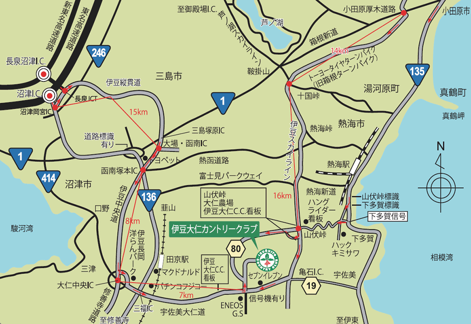 伊豆大仁カントリークラブのアクセス地図