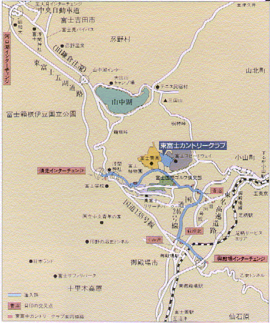 東富士カントリークラブのアクセス地図
