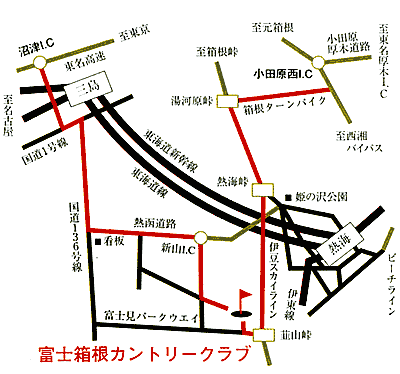 富士箱根カントリークラブのアクセス地図
