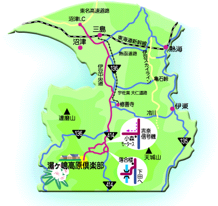 湯ヶ島ゴルフ倶楽部＆ホテルリゾート（旧：湯ヶ島ＧＣ＆ホテル董苑）のアクセス地図