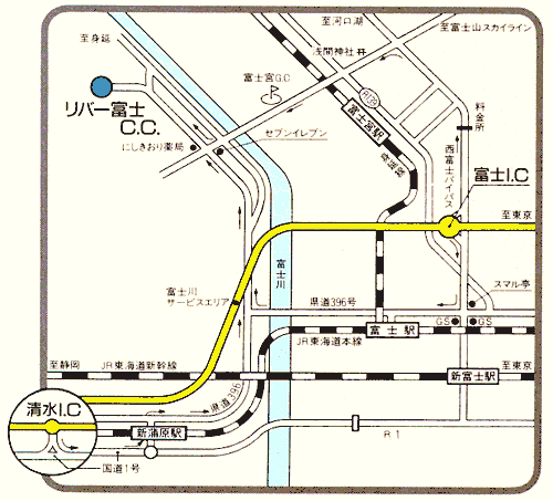 リバー富士カントリークラブのアクセス地図