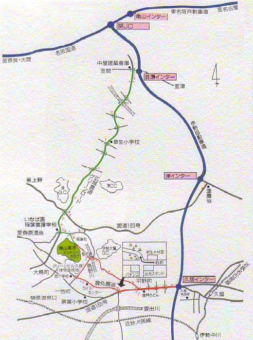 青山高原カントリークラブのアクセス地図