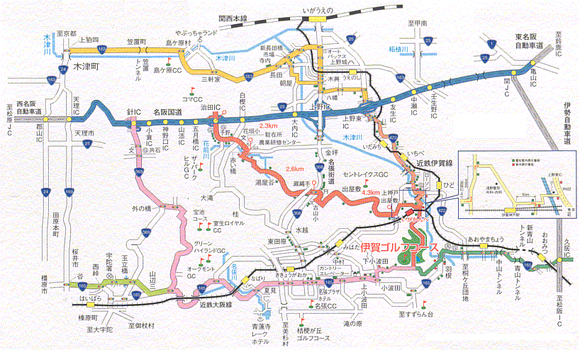 伊賀ゴルフコースのアクセス地図