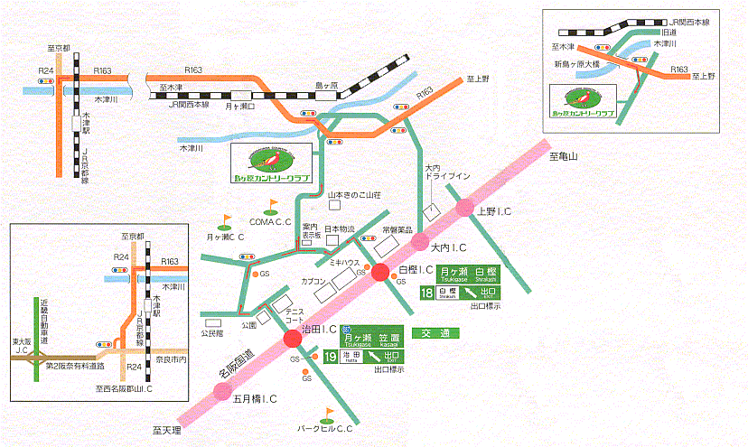 島ヶ原カントリークラブのアクセス地図