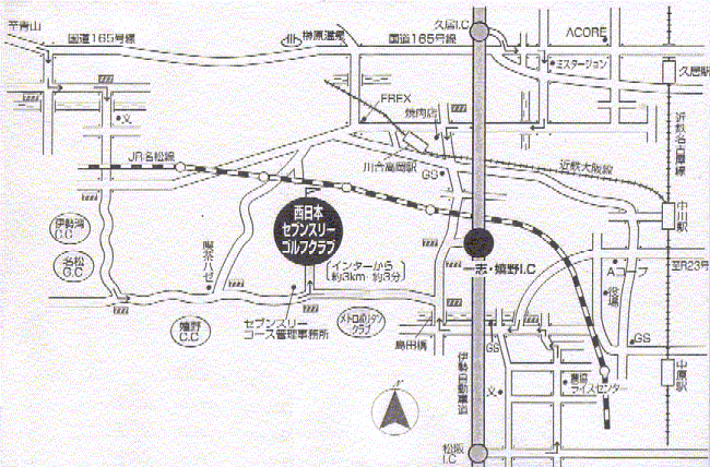 西日本セブンスリーゴルフクラブのアクセス地図