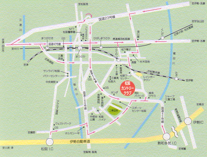 松阪カントリークラブのアクセス地図
