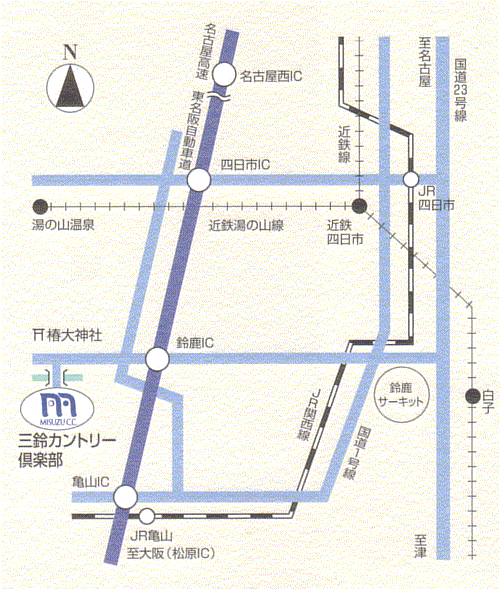 三鈴カントリー倶楽部のアクセス地図