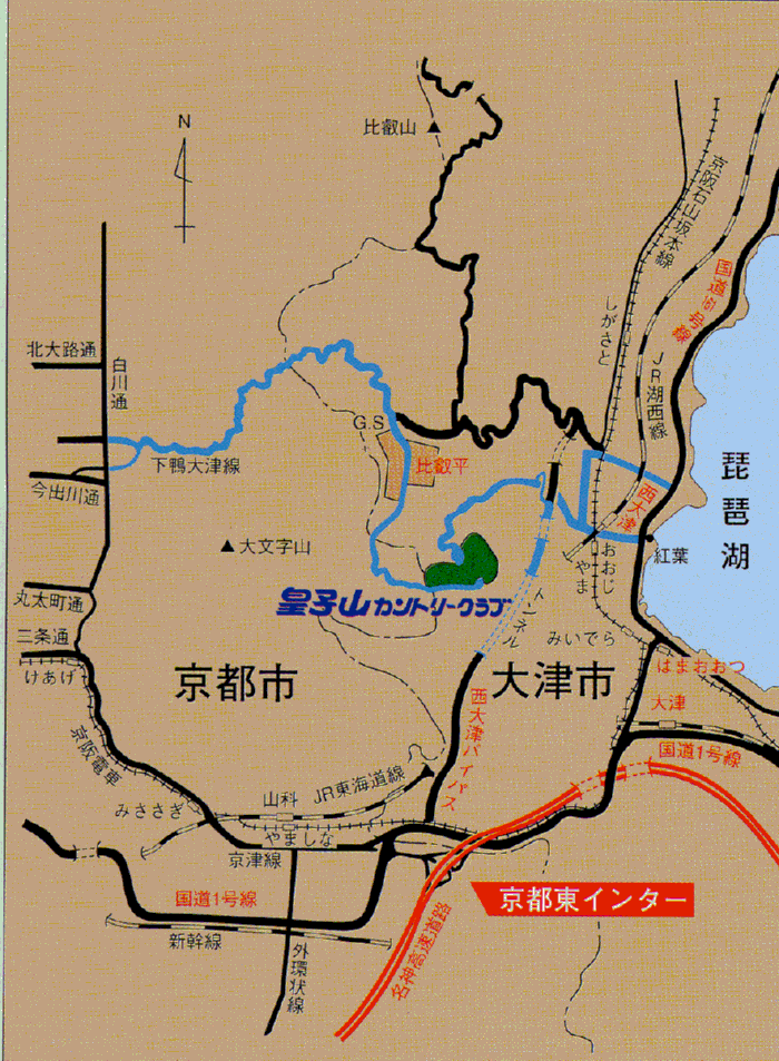 皇子山カントリークラブのアクセス地図