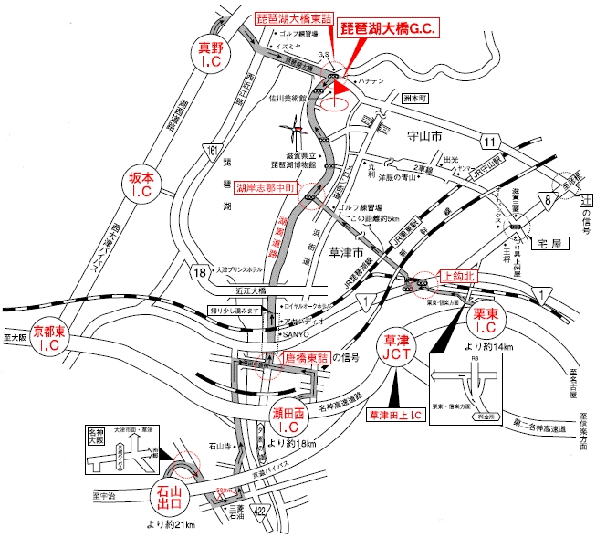 琵琶湖レークサイドゴルフコースのアクセス地図