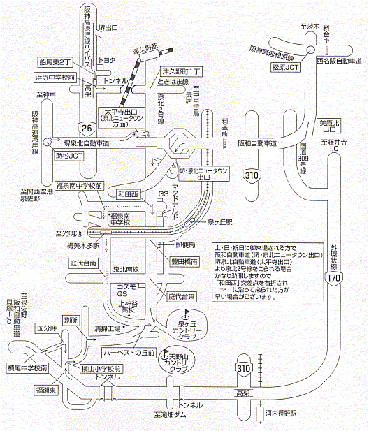 泉ヶ丘カントリークラブのアクセス地図