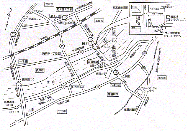 京阪ゴルフ倶楽部のアクセス地図