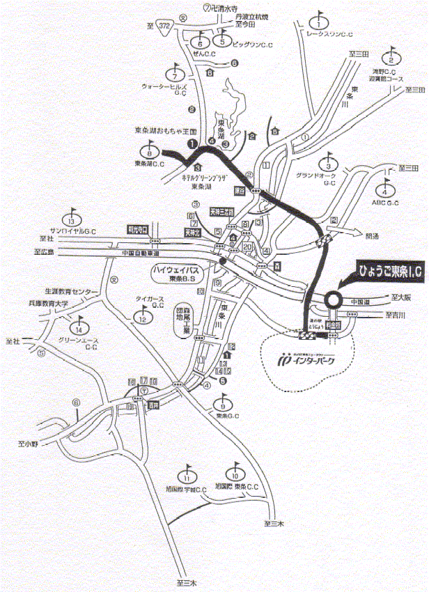 東条湖カントリー倶楽部のアクセス地図