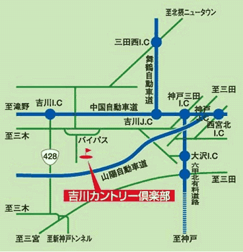 吉川カントリー倶楽部のアクセス地図