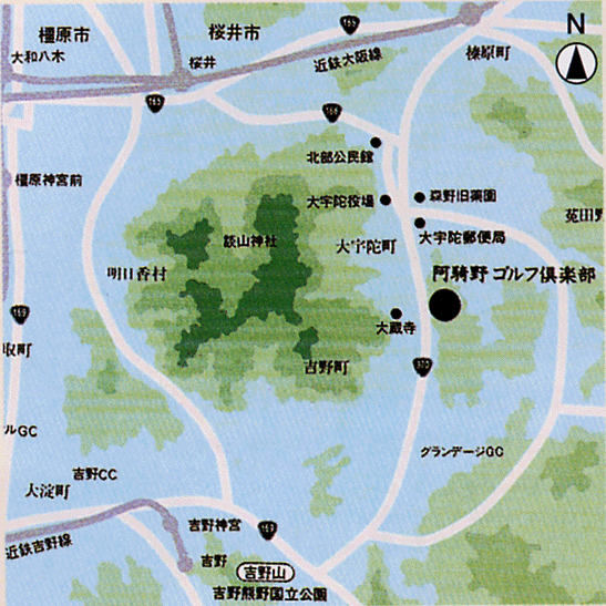 阿騎野ゴルフ倶楽部のアクセス地図
