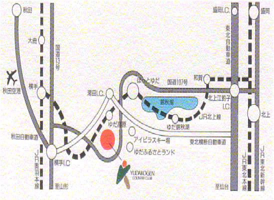 湯田高原カントリー倶楽部のアクセス地図