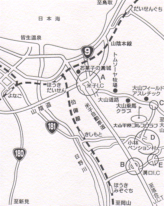 大山平原ゴルフクラブのアクセス地図