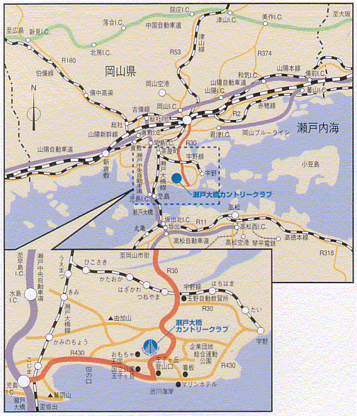 瀬戸大橋カントリークラブのアクセス地図