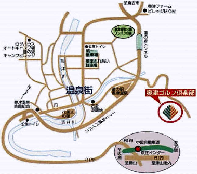 奥津ゴルフ倶楽部のアクセス地図